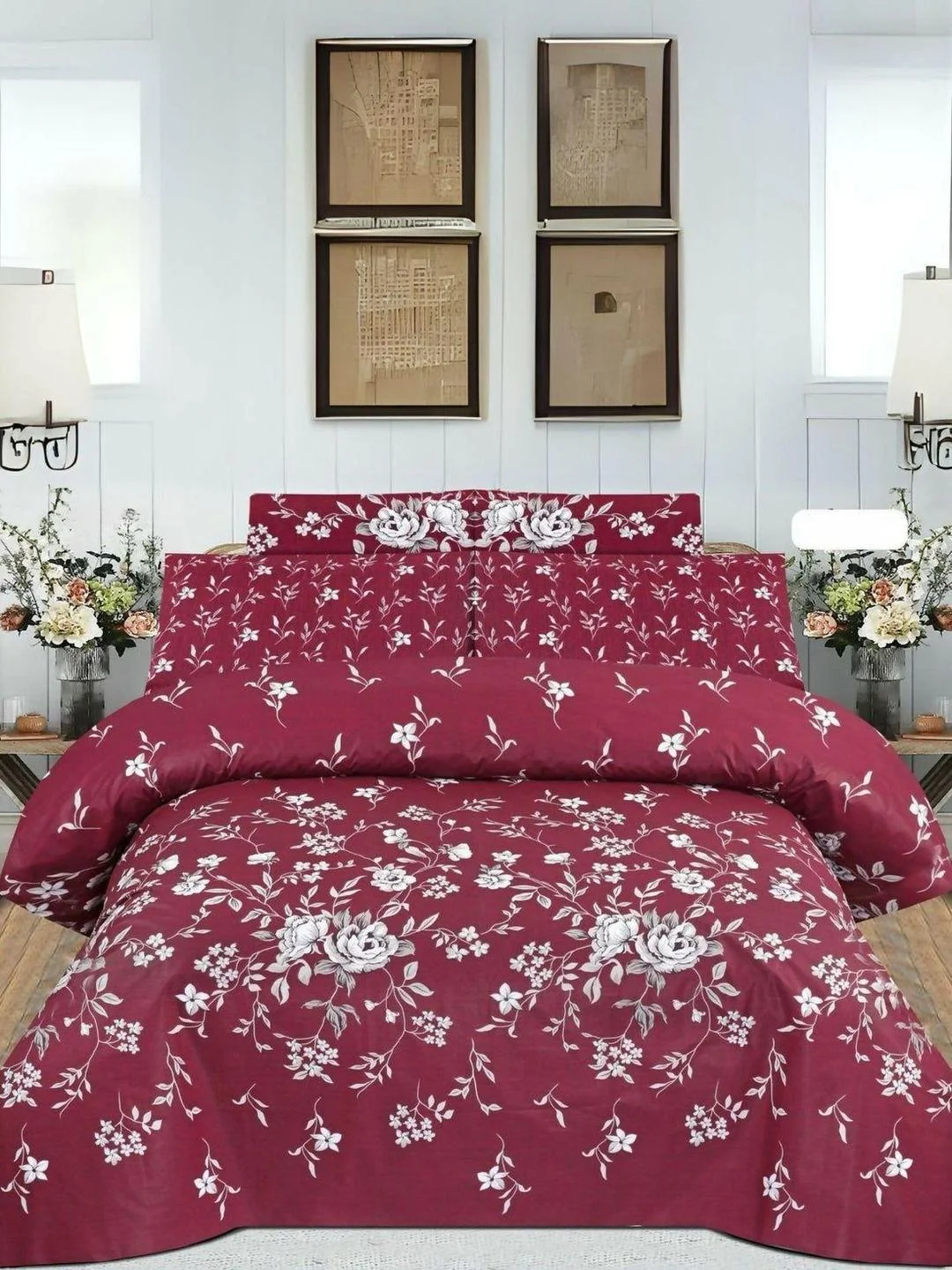 Vibrant 6 Pcs Cotton Salonica Printed Razai Set