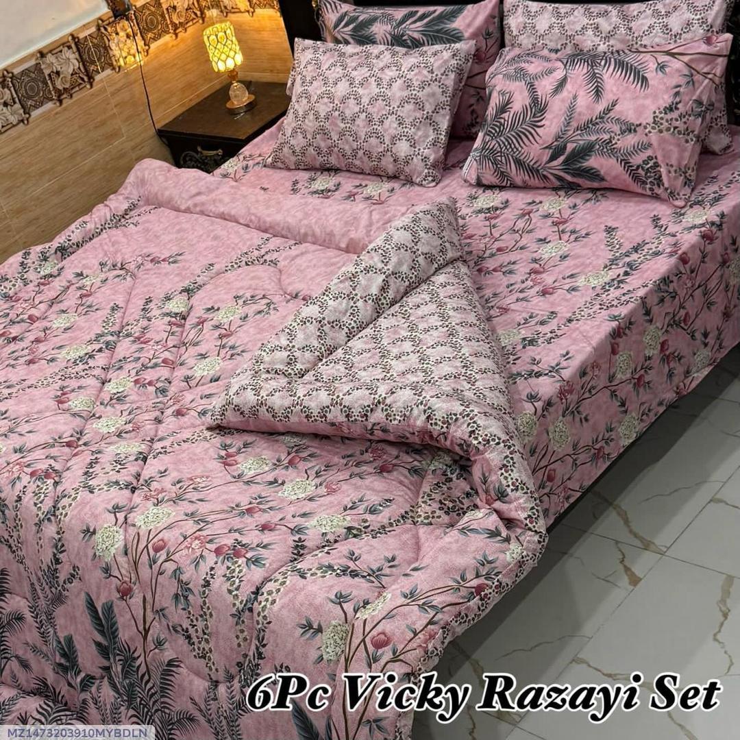 Cozy 6 Pcs Cotton Salonica Printed Razai Set
