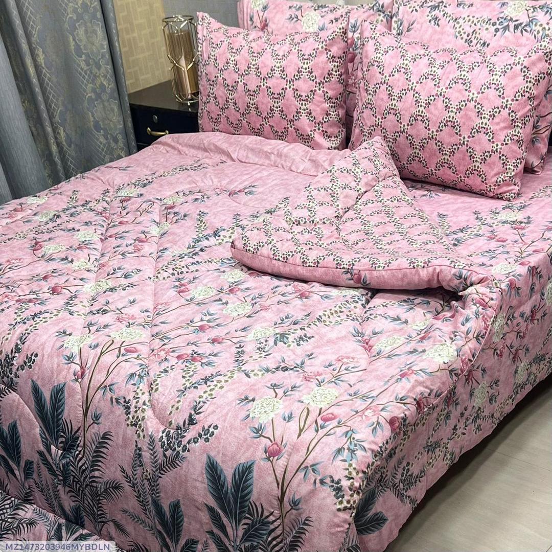 Stylish 6 Pcs Cotton Salonica Printed Razai Set