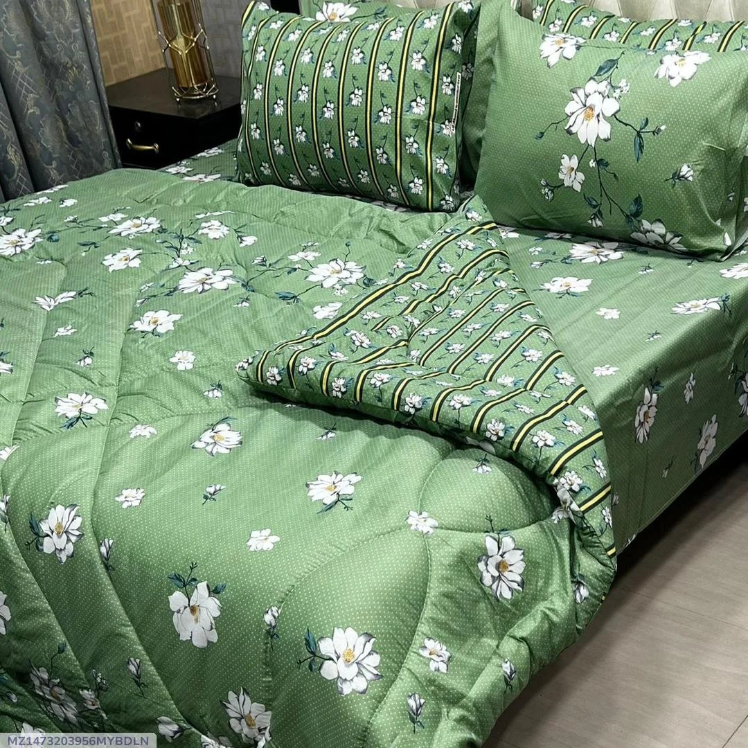 Stylish 6 Pcs Cotton Salonica Printed Razai Set