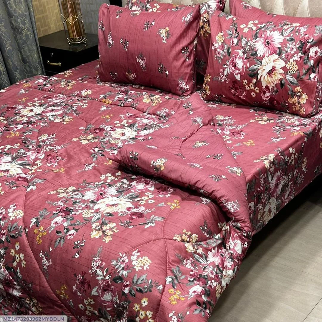 Stylish 6 Pcs Cotton Salonica Printed Razai Set