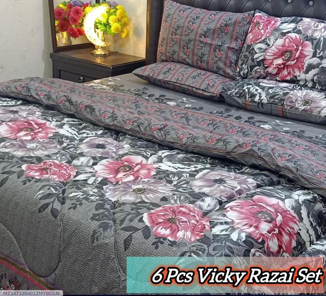 Stylish 6 Pcs Cotton Salonica Printed Razai Set