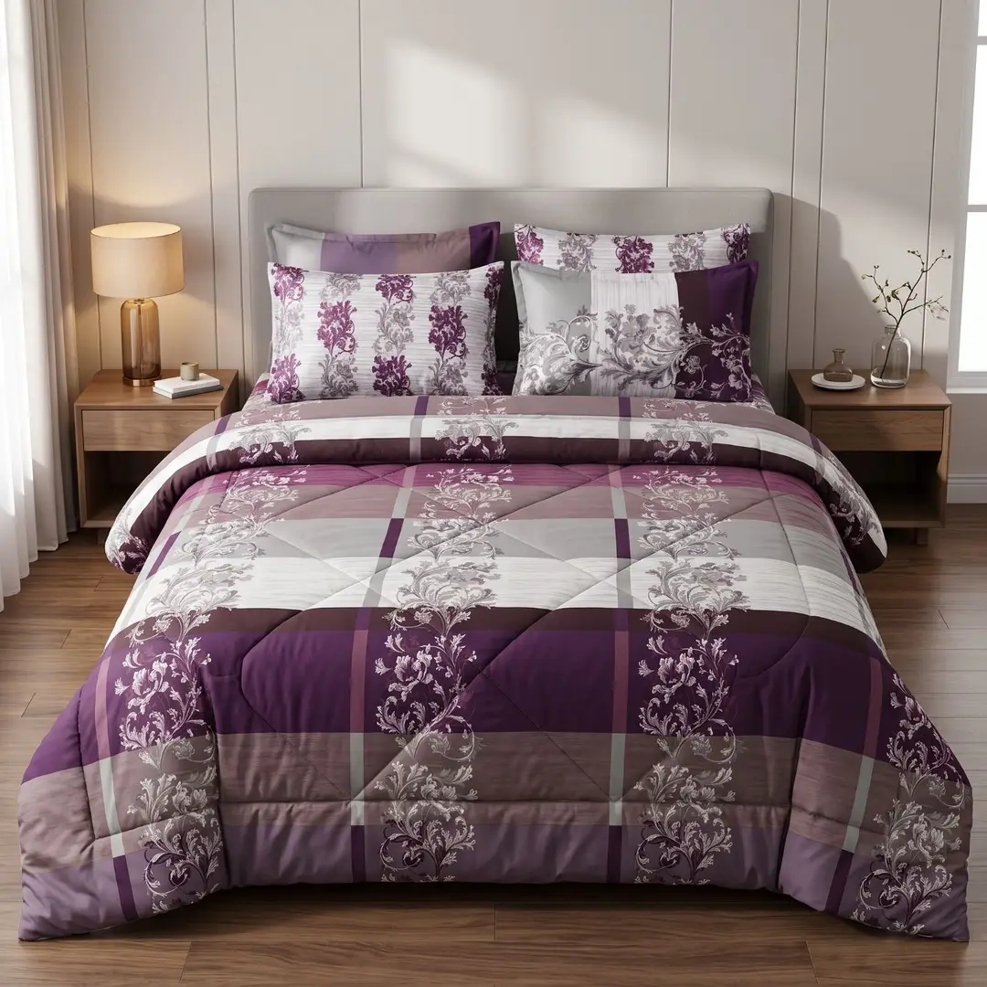 Exclusive 6 Pcs Cotton Salonica Printed Double Razai Set