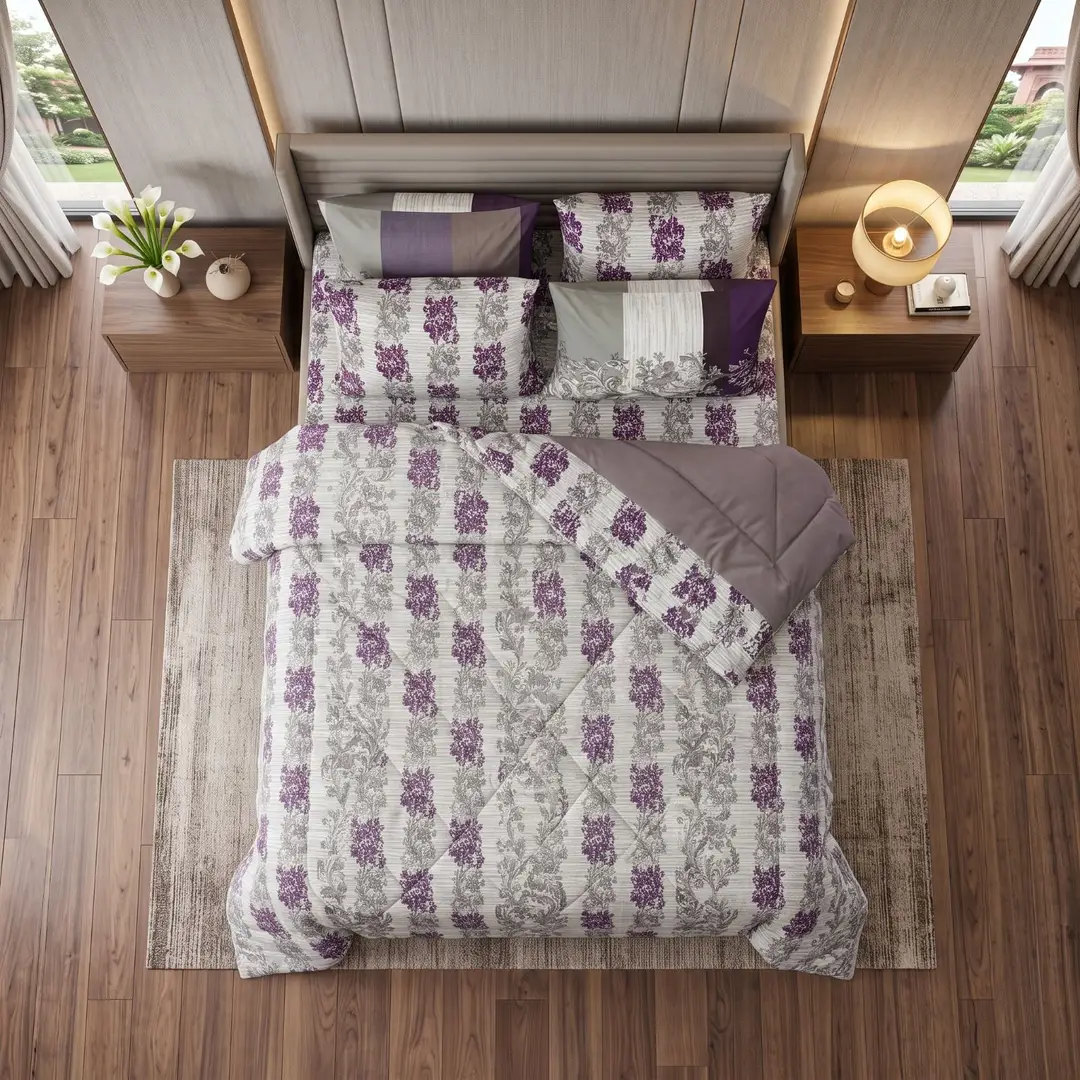 Exclusive 6 Pcs Cotton Salonica Printed Double Razai Set