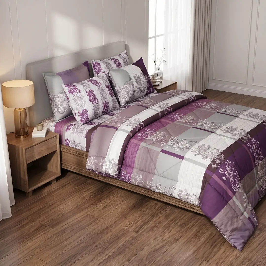 Exclusive 6 Pcs Cotton Salonica Printed Double Razai Set