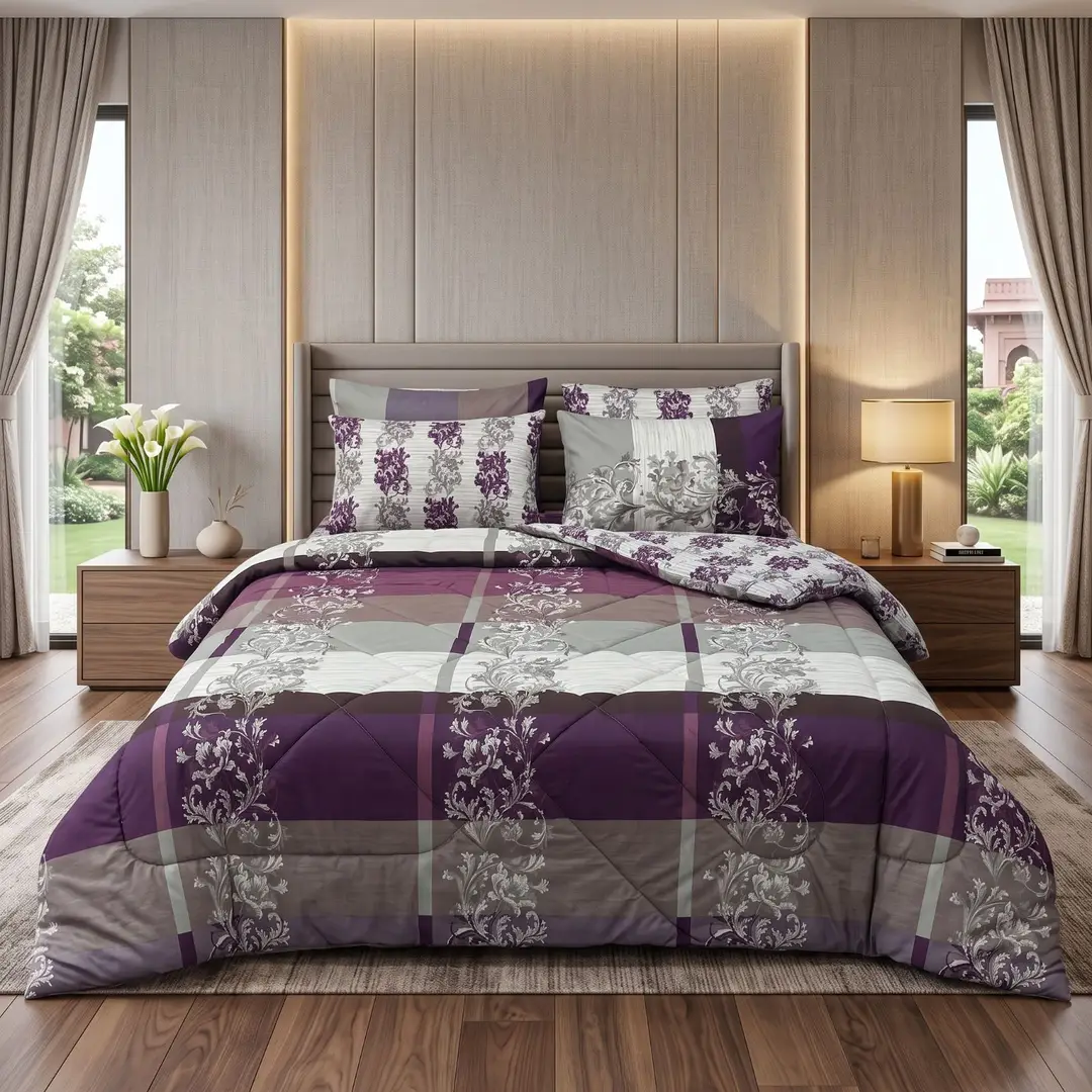 Exclusive 6 Pcs Cotton Salonica Printed Double Razai Set