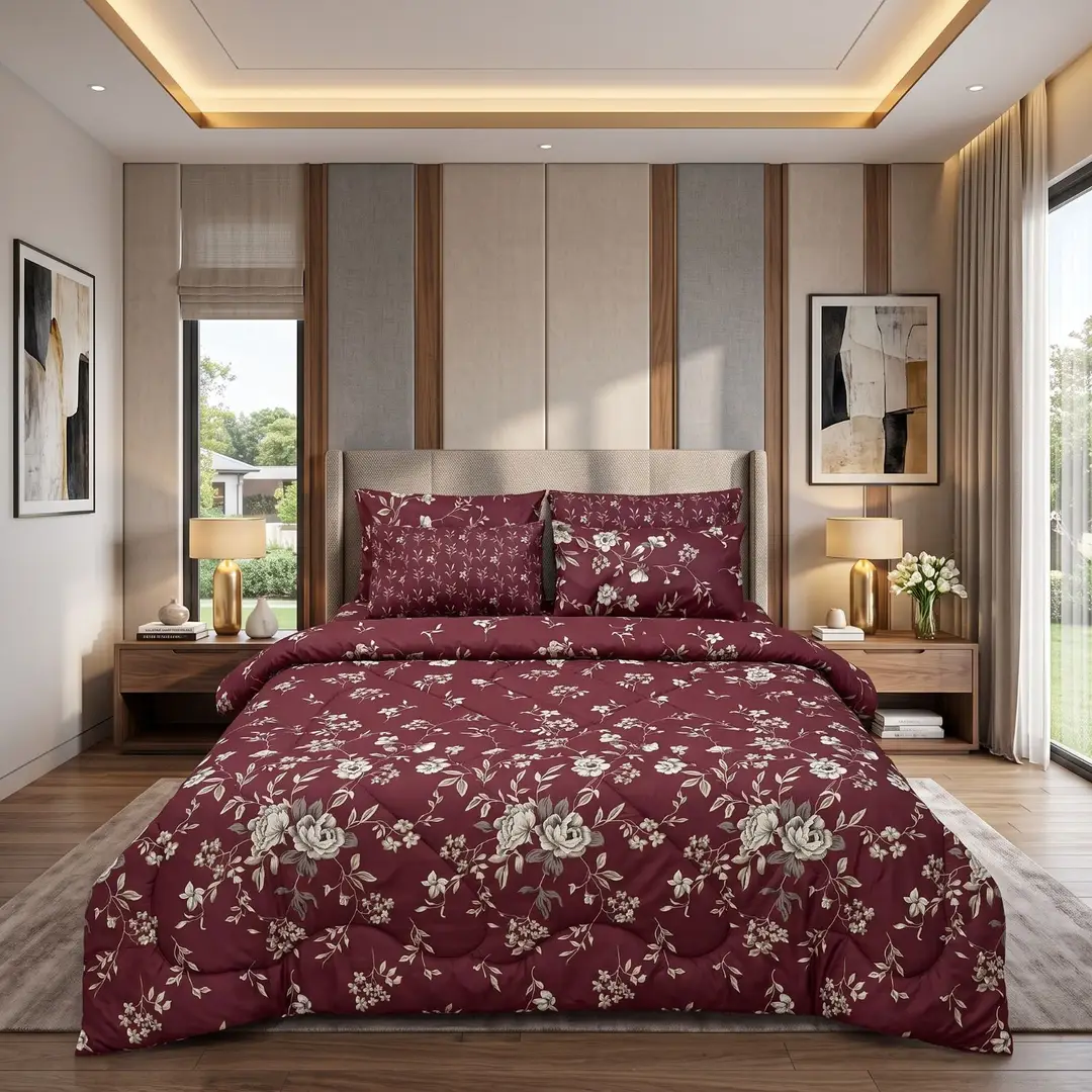 Exclusive 6 Pcs Cotton Salonica Printed Double Razai Set