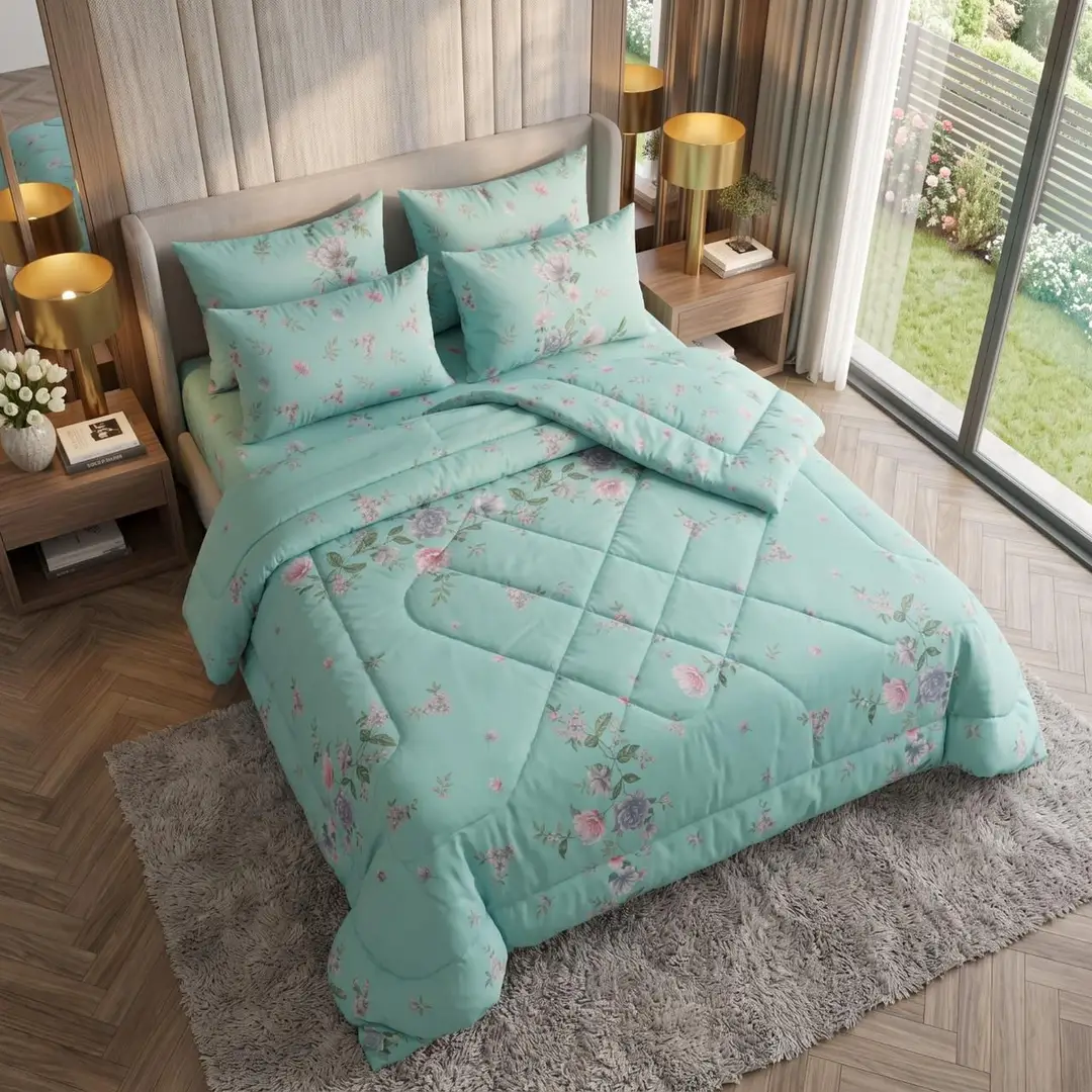 Exclusive 6 Pcs Cotton Salonica Printed Double Razai Set