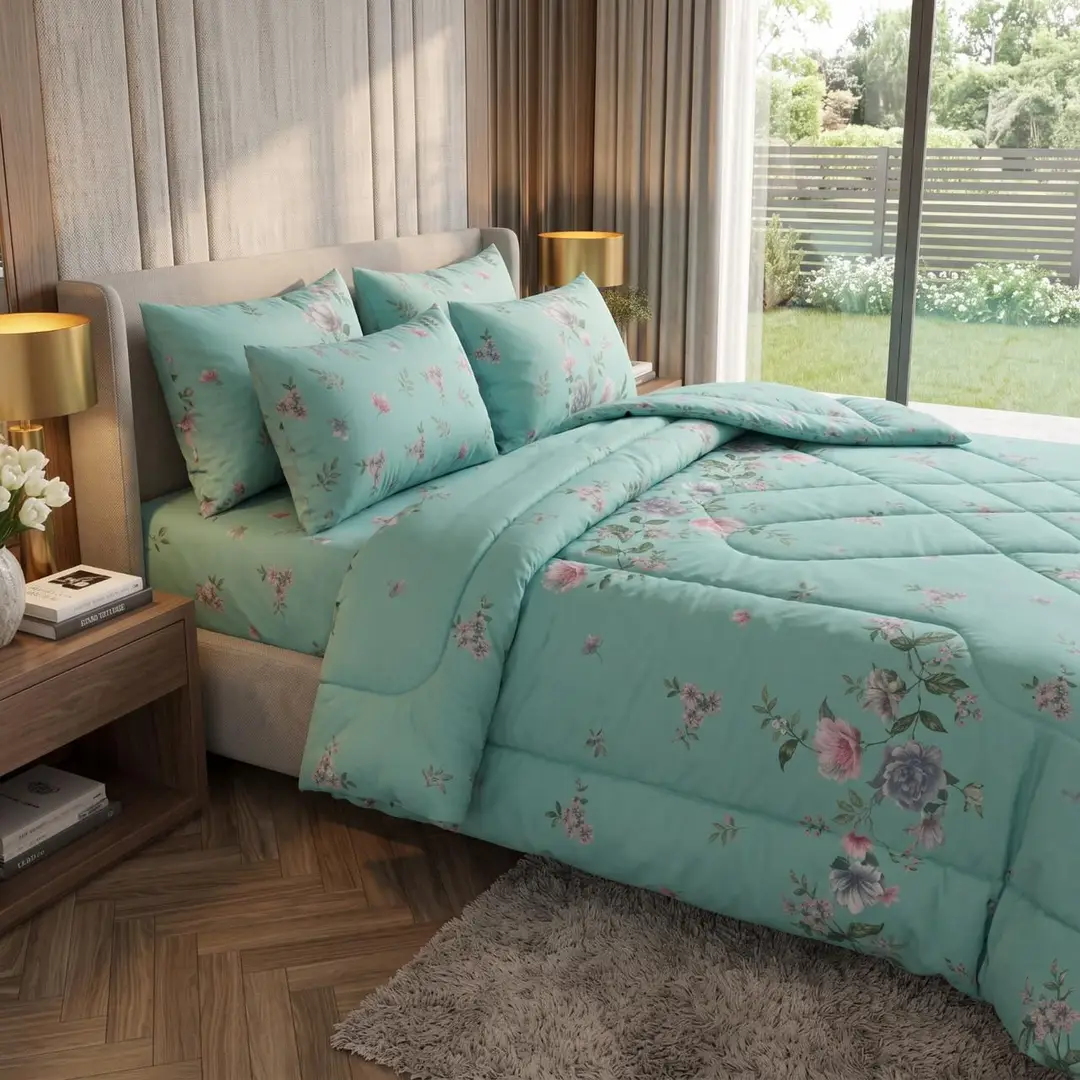 Exclusive 6 Pcs Cotton Salonica Printed Double Razai Set
