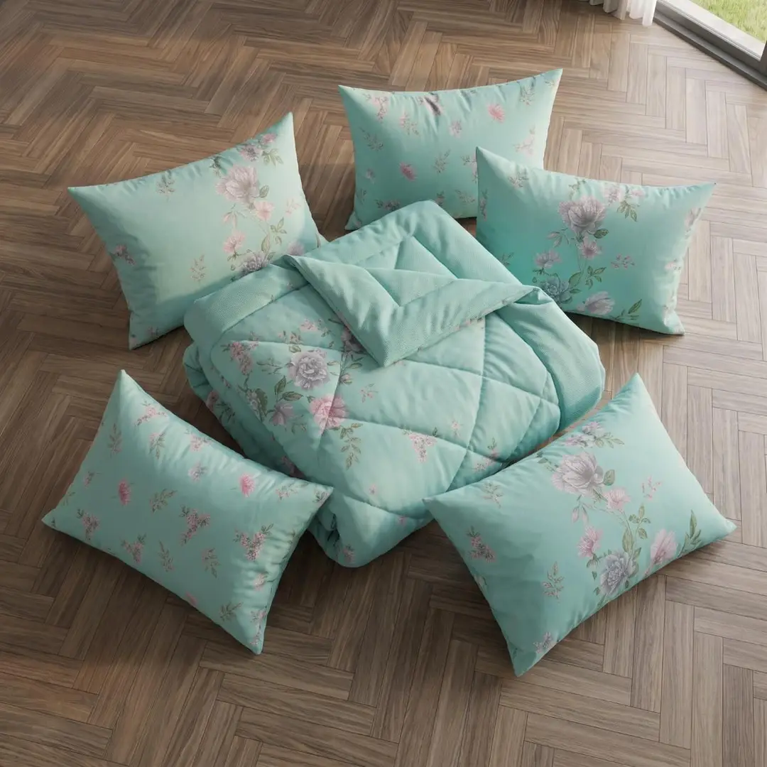Exclusive 6 Pcs Cotton Salonica Printed Double Razai Set