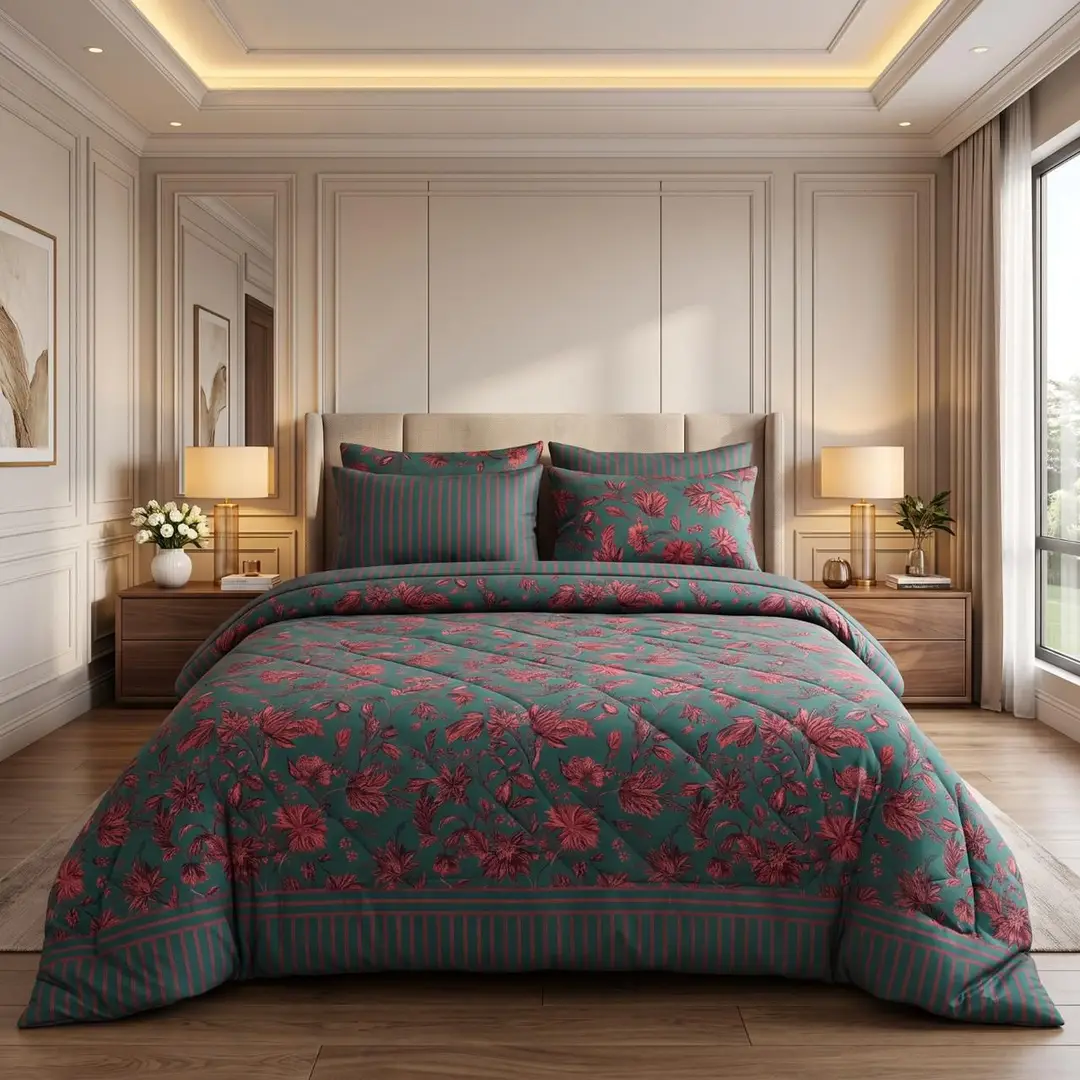 Exclusive 6 Pcs Cotton Salonica Printed Double Razai Set