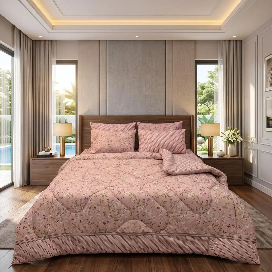 Exclusive 6 Pcs Cotton Salonica Printed Double Razai Set