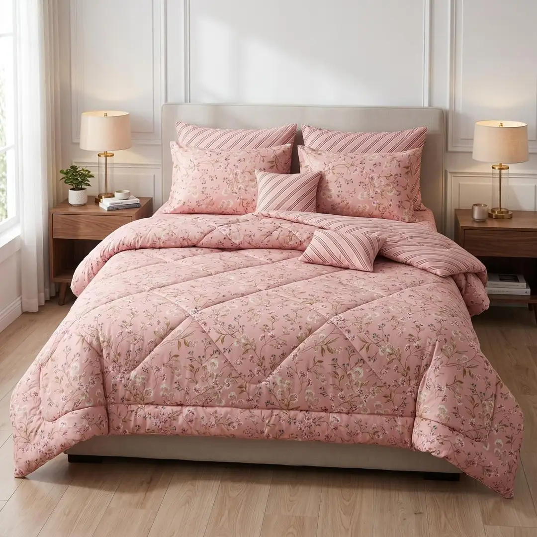 Exclusive 6 Pcs Cotton Salonica Printed Double Razai Set