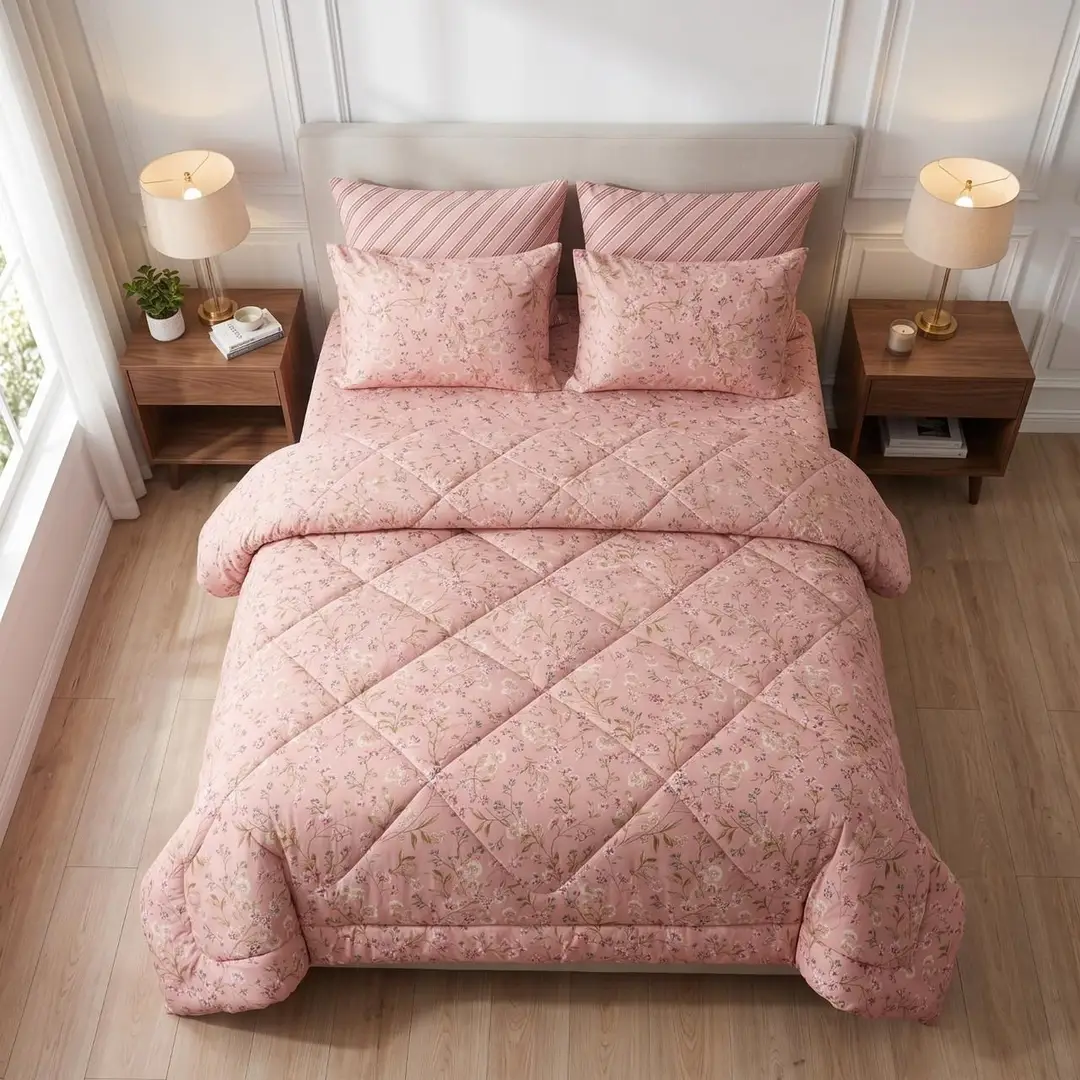 Exclusive 6 Pcs Cotton Salonica Printed Double Razai Set