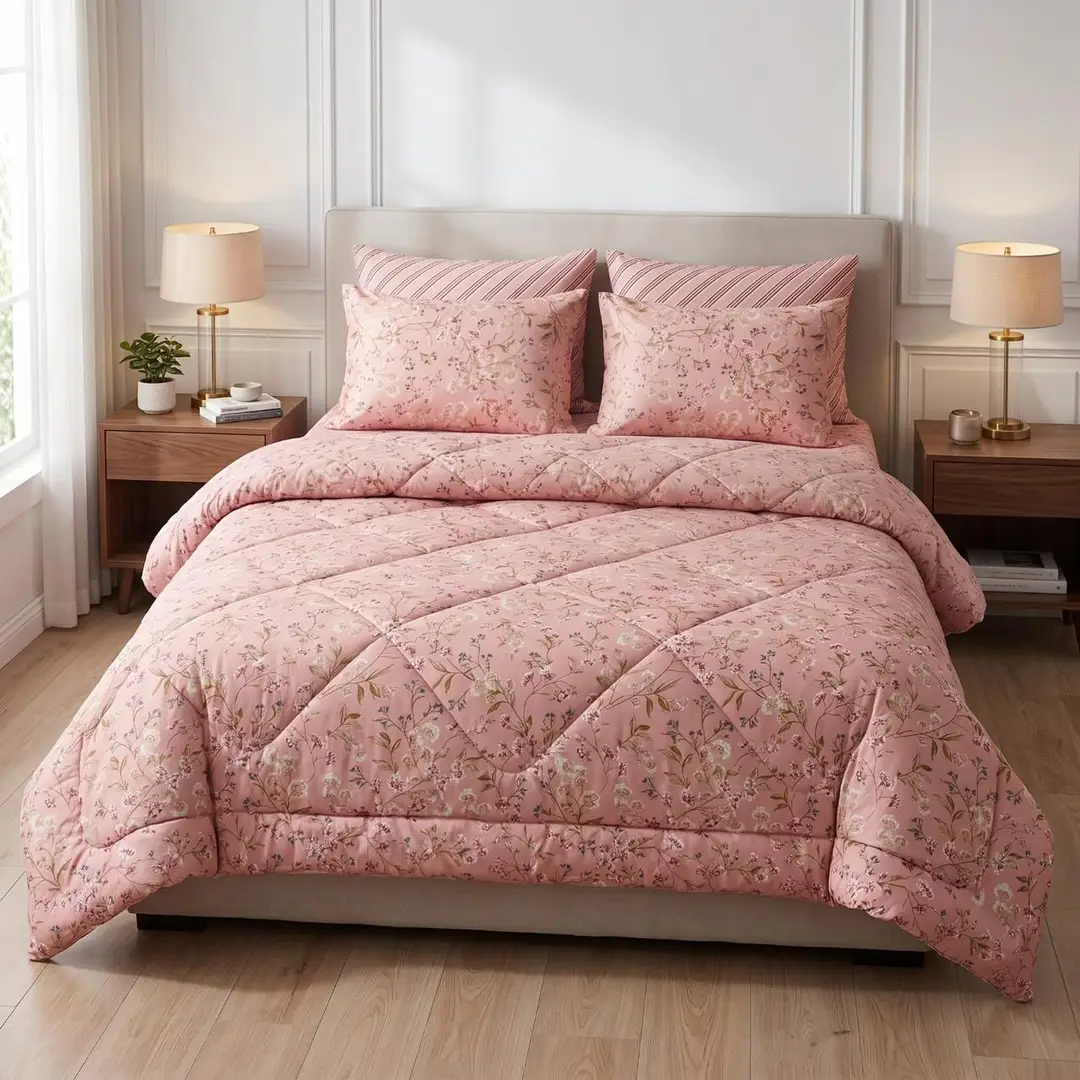 Exclusive 6 Pcs Cotton Salonica Printed Double Razai Set