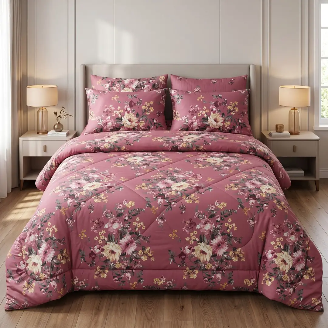 Exclusive 6 Pcs Cotton Salonica Printed Double Razai Set