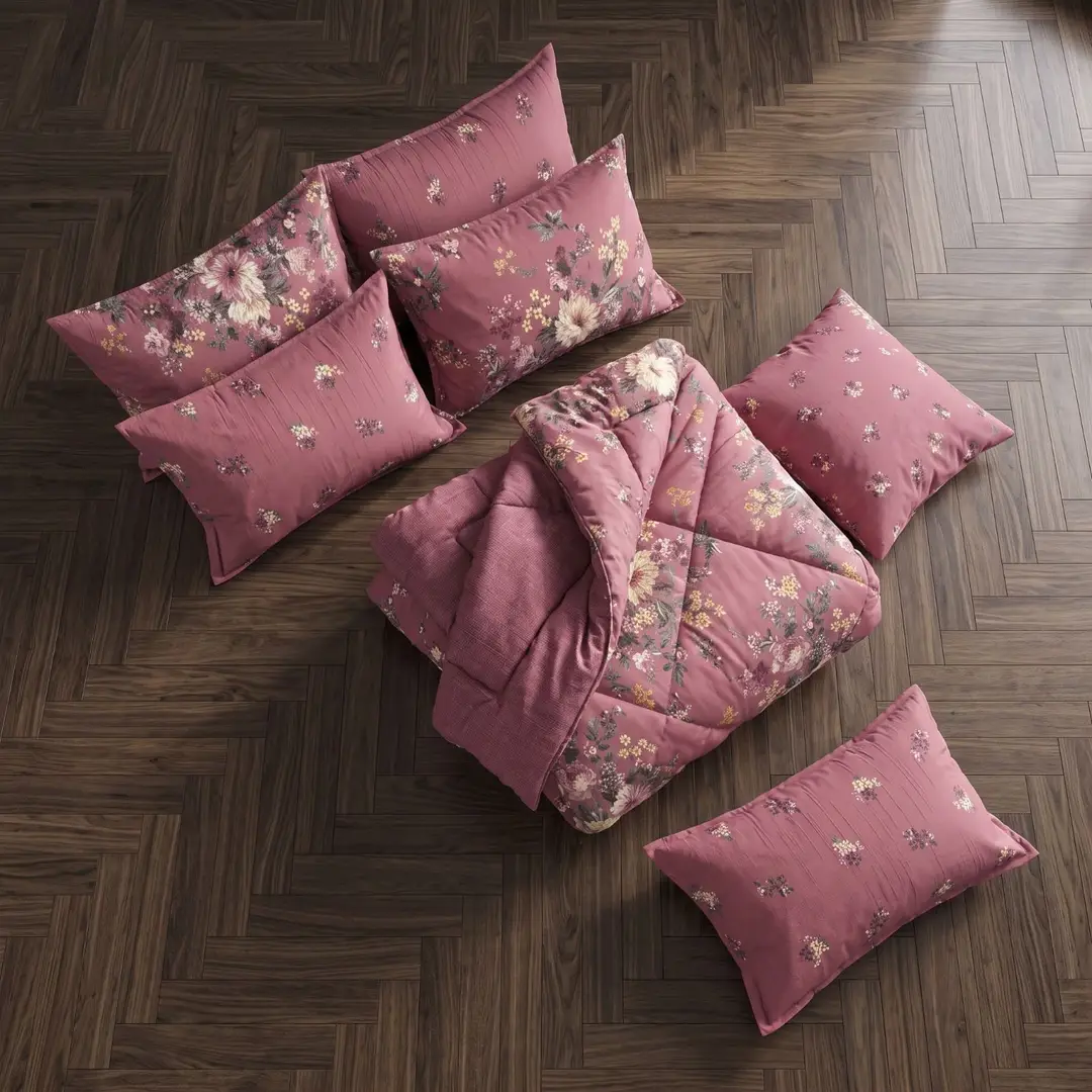 Exclusive 6 Pcs Cotton Salonica Printed Double Razai Set
