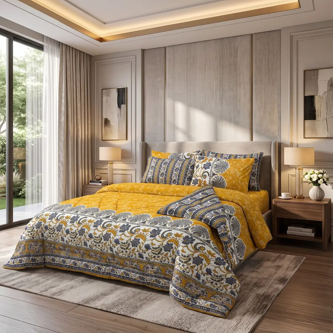 Exclusive 6 Pcs Cotton Salonica Printed Double Razai Set