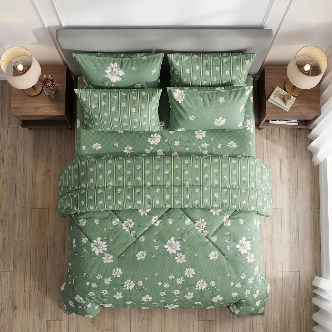 Exclusive 6 Pcs Cotton Salonica Printed Double Razai Set