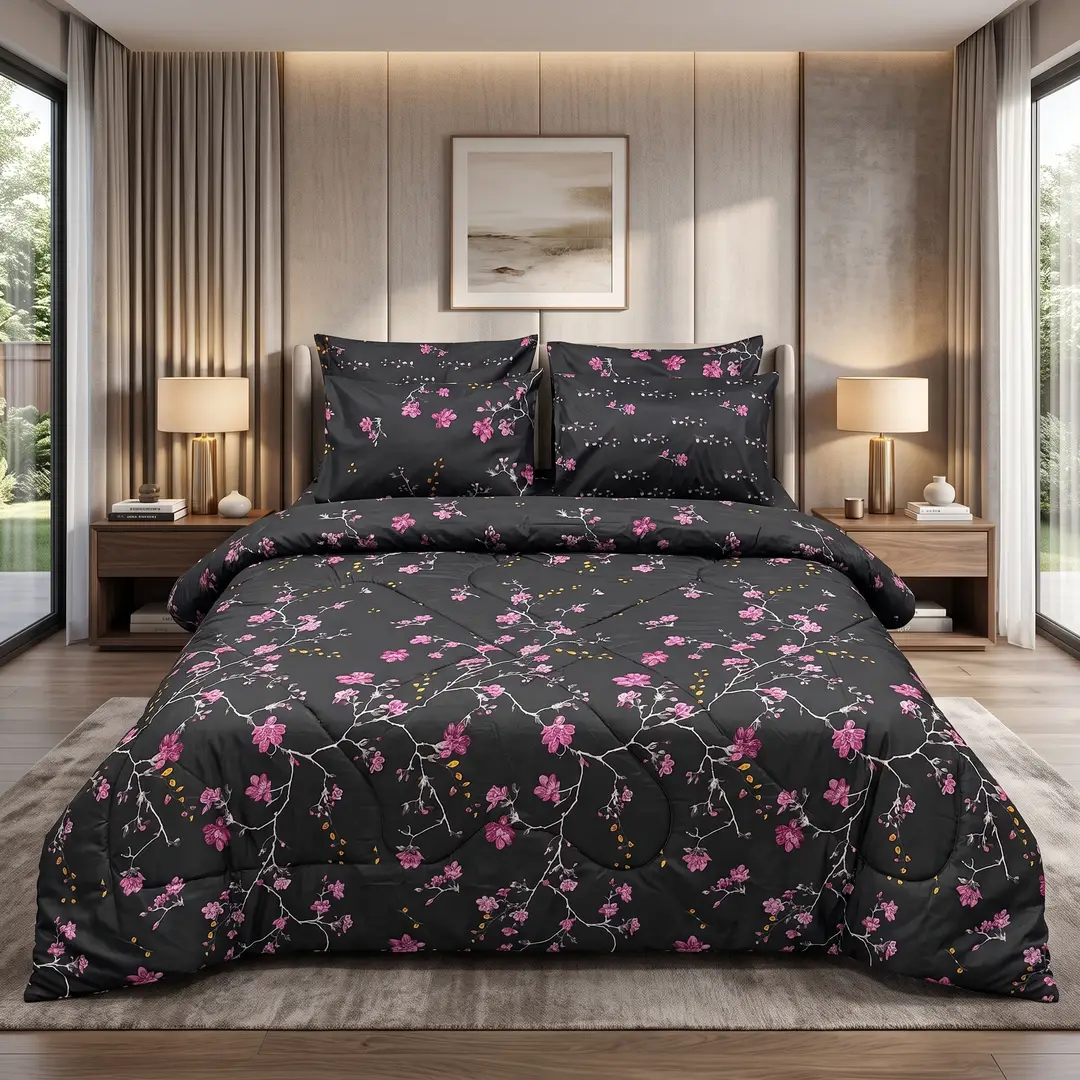 Exclusive 6 Pcs Cotton Salonica Printed Double Razai Set