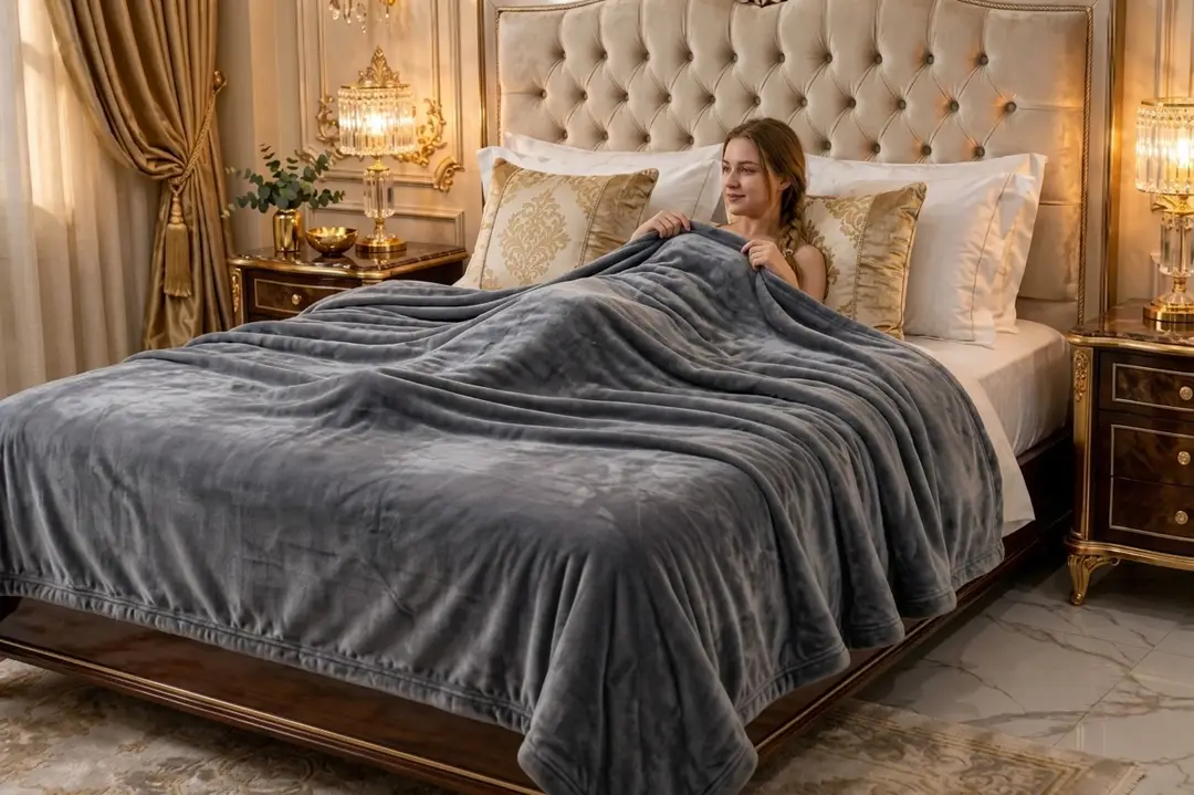 Cozy Fleece Plain Double Bed Blanket