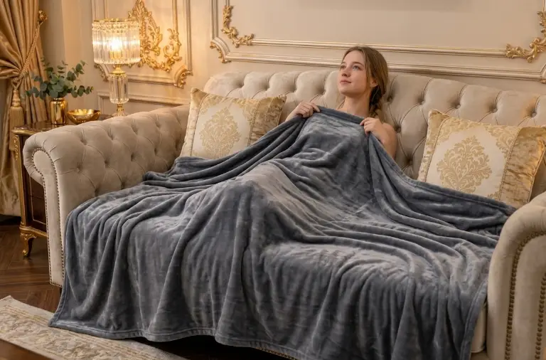 Cozy Fleece Plain Double Bed Blanket