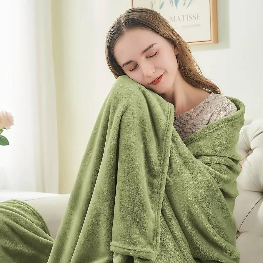 Cozy Fleece Plain Double Bed Blanket