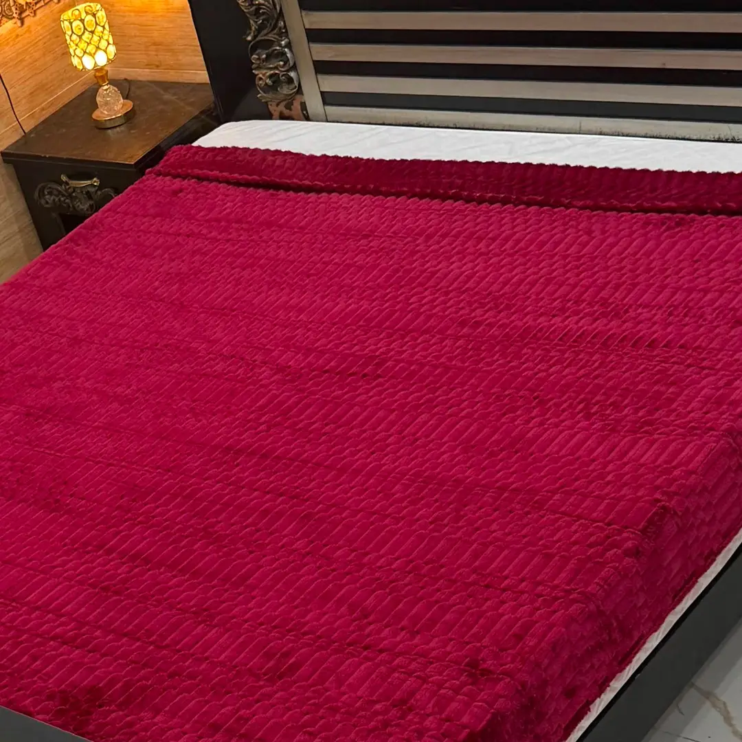 Elegant Plush Embossed Bubble Double Bed Blanket