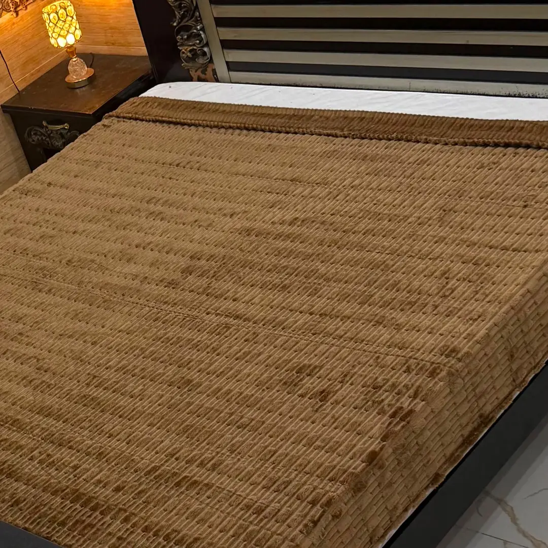 Elegant Plush Embossed Bubble Double Bed Blanket