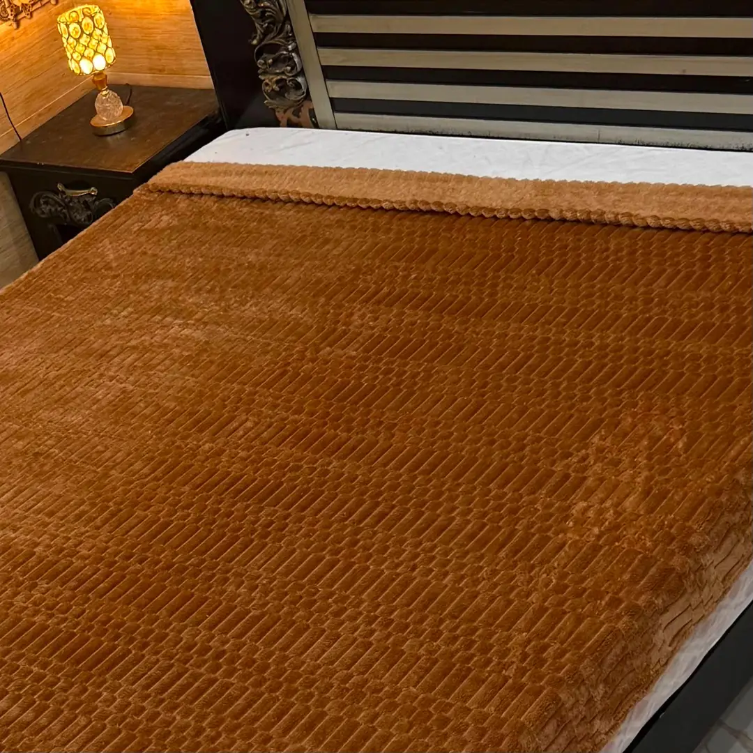 Elegant Plush Embossed Bubble Double Bed Blanket