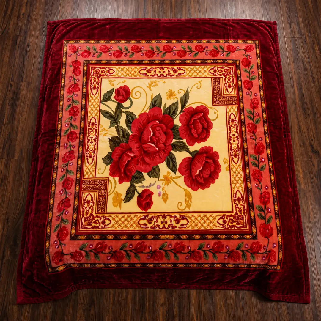 3D Panel Fleece Embossed Double Bed Blanket