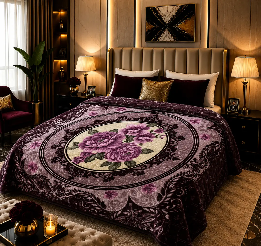 3D Panel Fleece Embossed Double Bed Blanket
