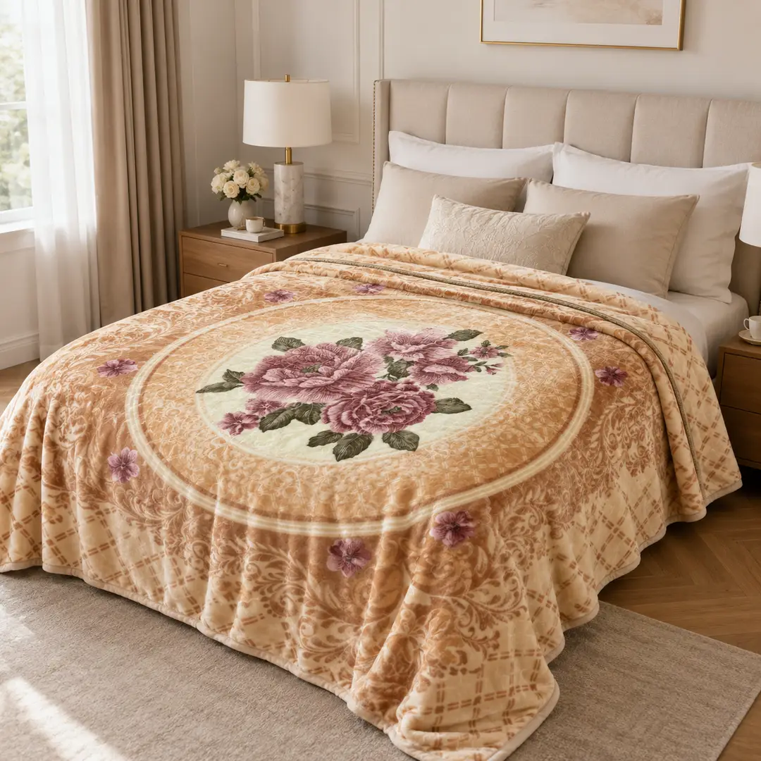 3D Panel Fleece Embossed Double Bed Blanket