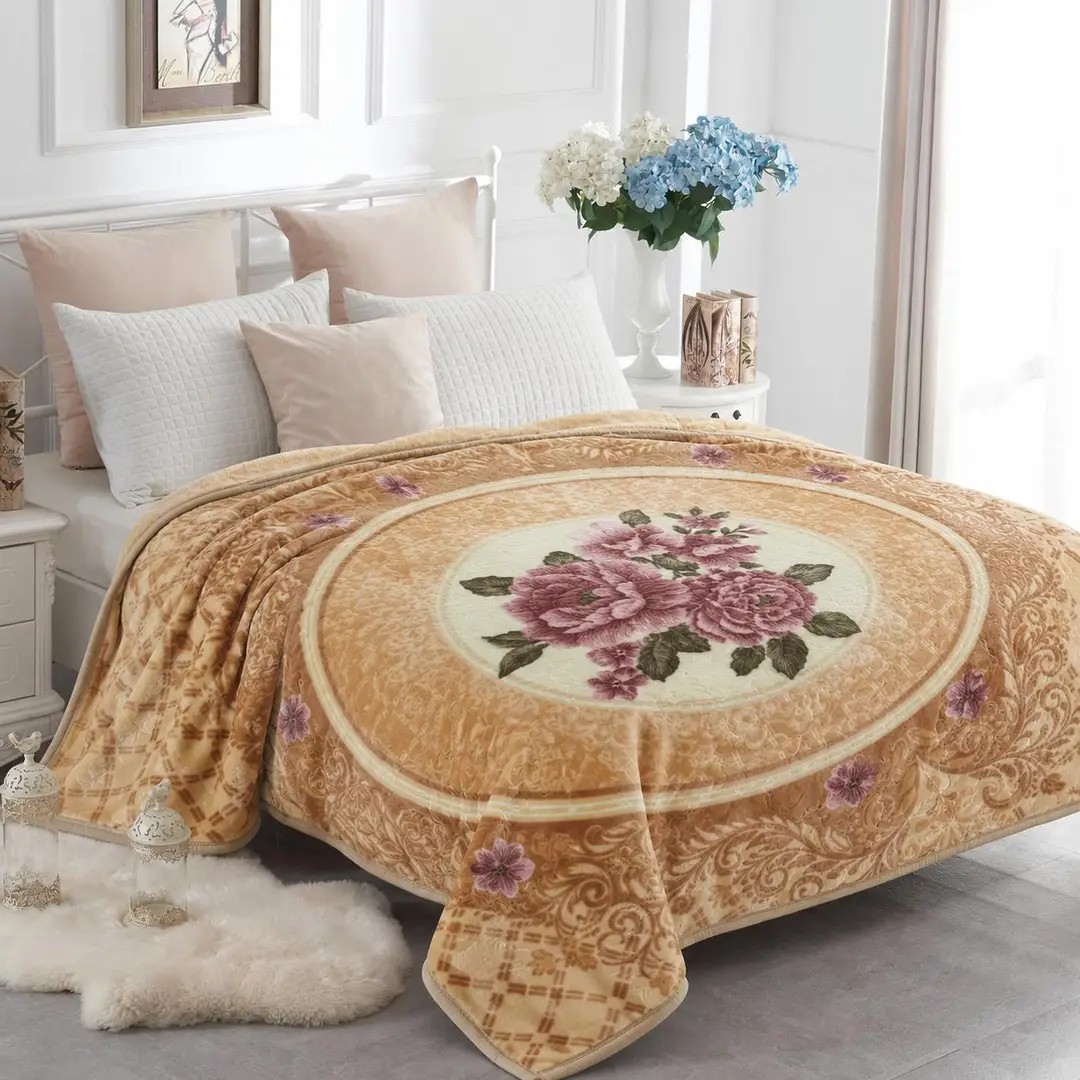 3D Panel Fleece Embossed Double Bed Blanket
