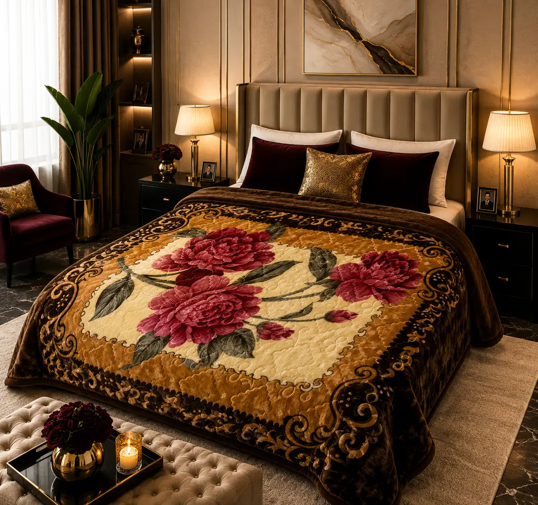 3D Panel Fleece Embossed Double Bed Blanket