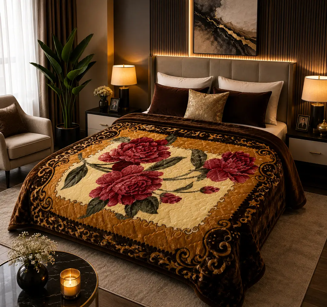 3D Panel Fleece Embossed Double Bed Blanket