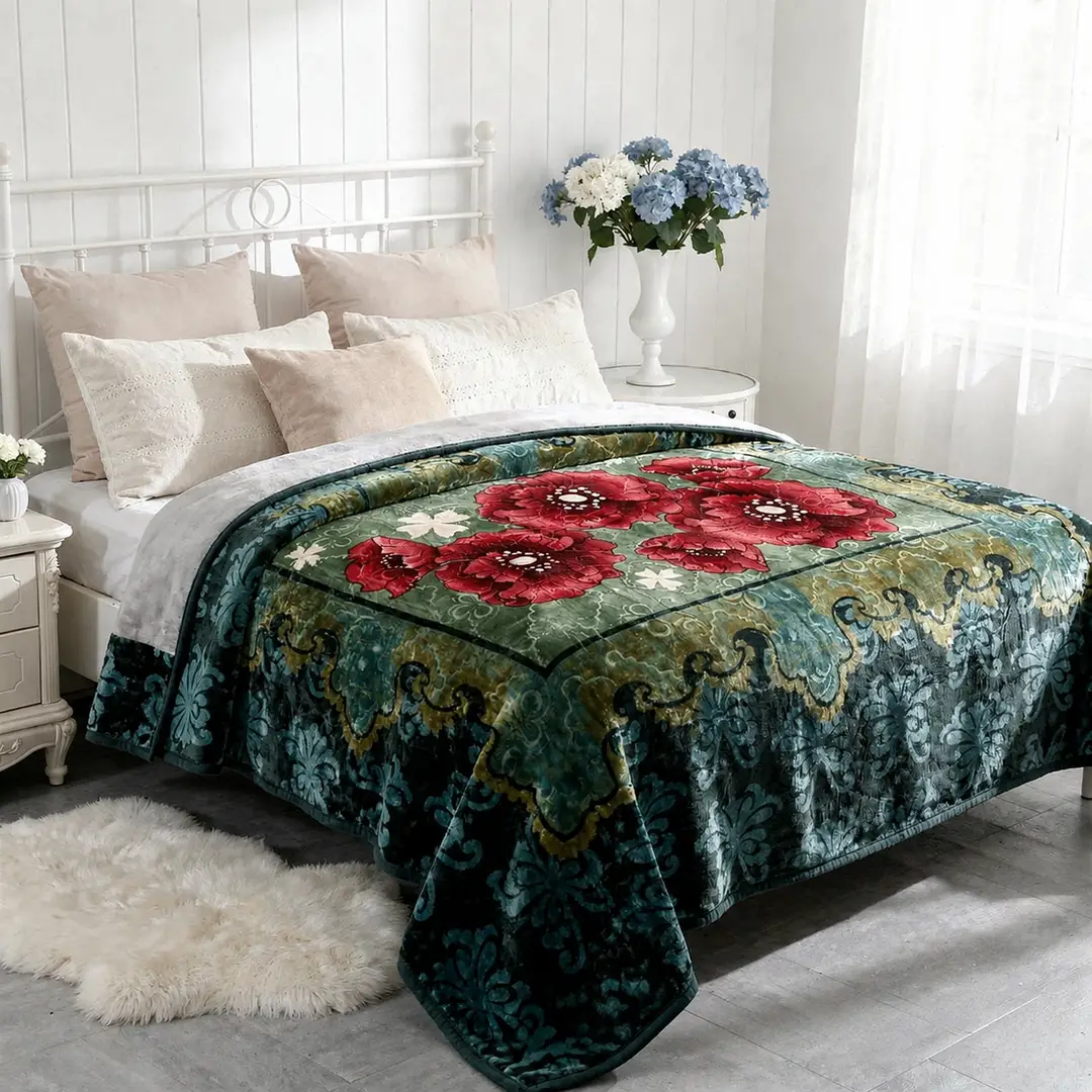 3D Panel Fleece Embossed Double Bed Blanket