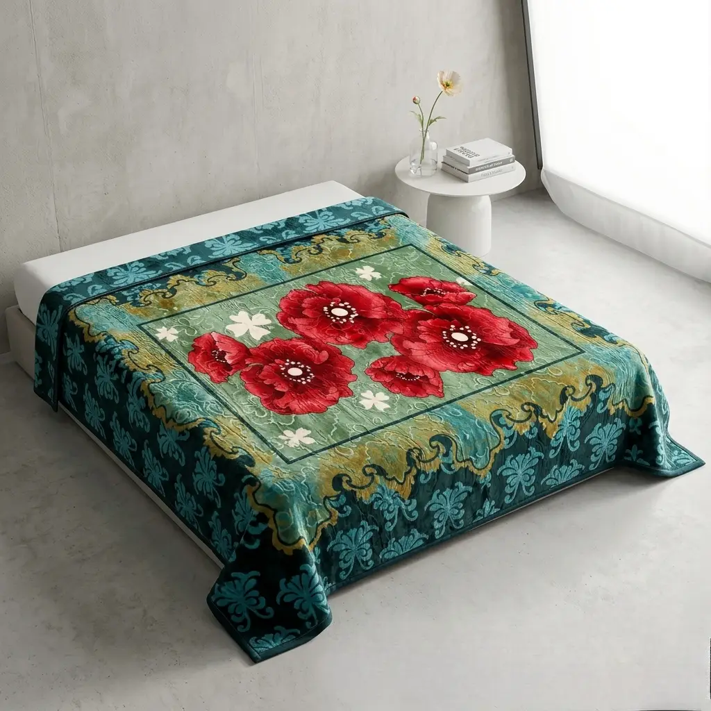 3D Panel Fleece Embossed Double Bed Blanket