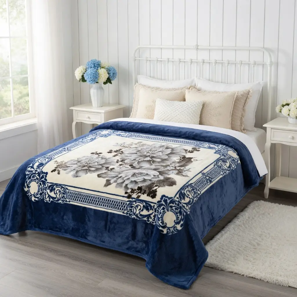 3D Panel Fleece Embossed Double Bed Blanket