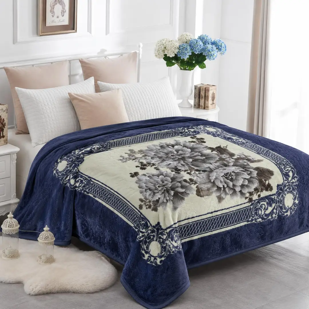 3D Panel Fleece Embossed Double Bed Blanket