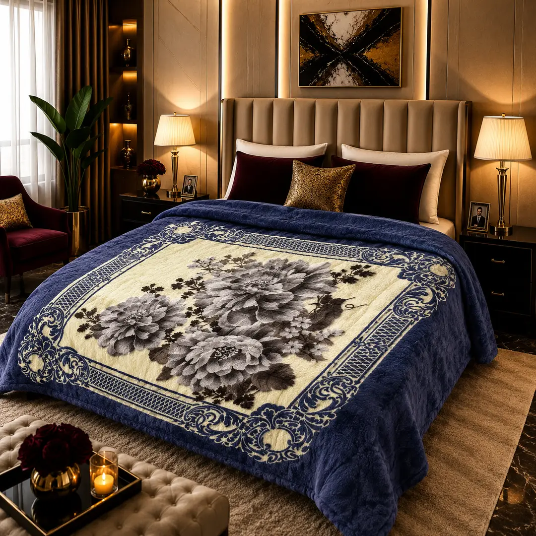 3D Panel Fleece Embossed Double Bed Blanket