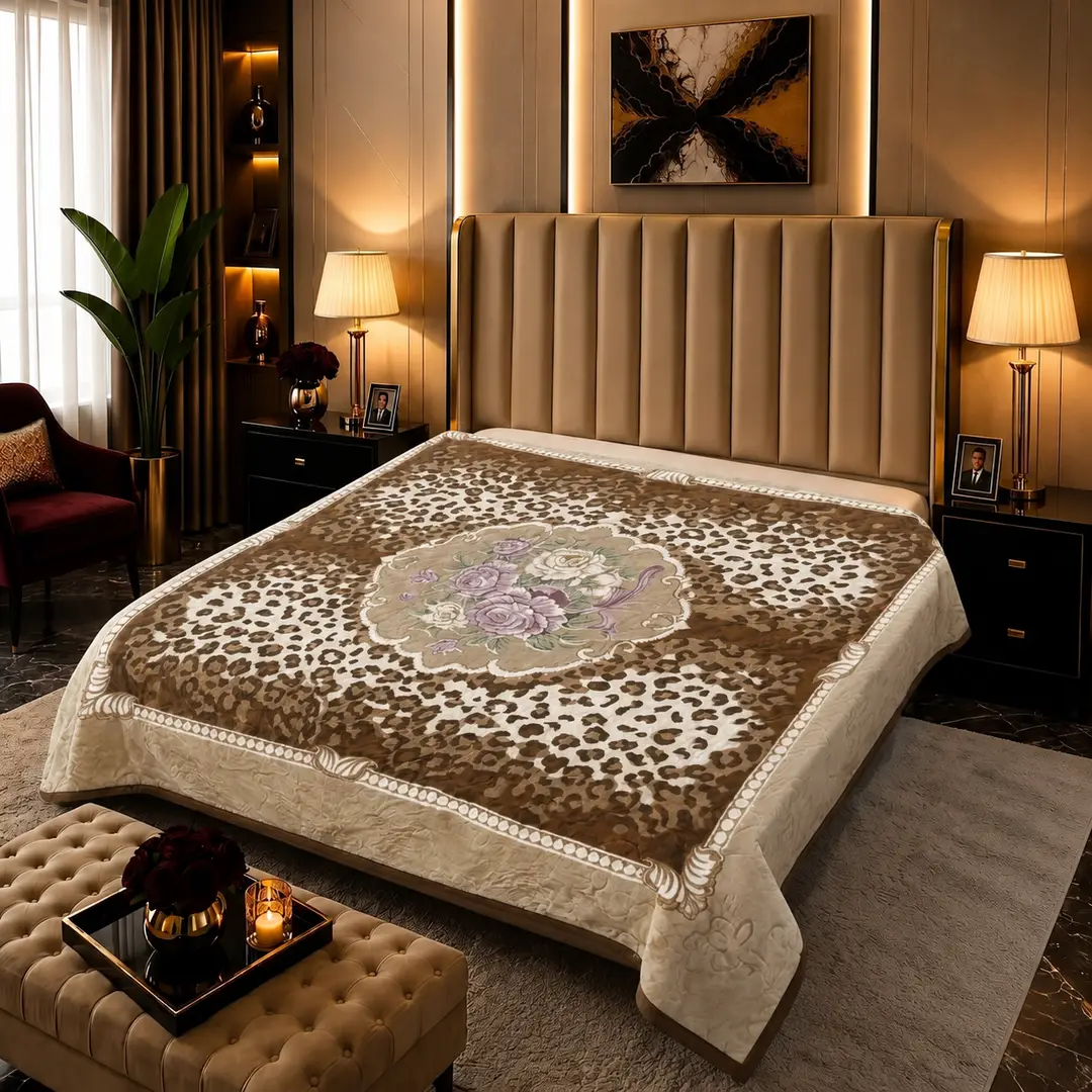 3D Panel Fleece Embossed Double Bed Blanket