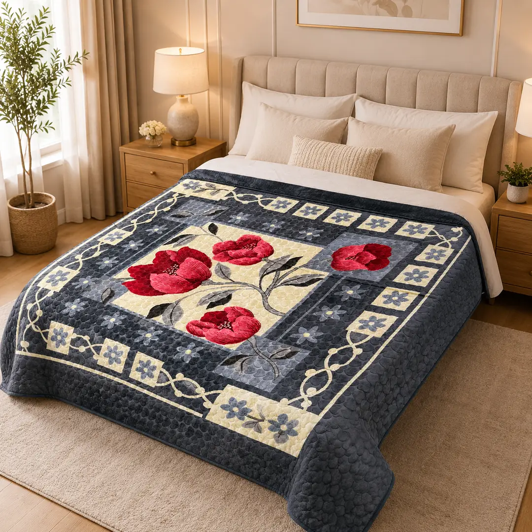 3D Panel Fleece Embossed Double Bed Blanket