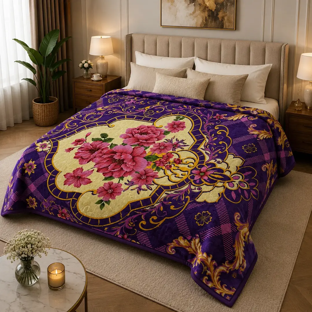 3D Panel Fleece Embossed Double Bed Blanket