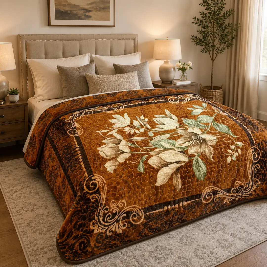 3D Panel Fleece Embossed Double Bed Blanket