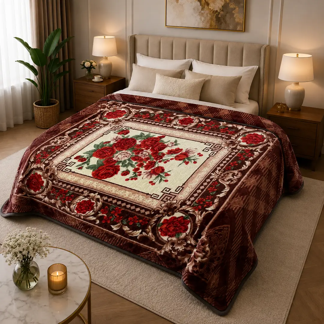 3D Panel Fleece Embossed Double Bed Blanket