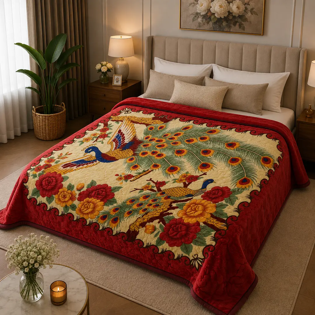 3D Panel Fleece Embossed Double Bed Blanket