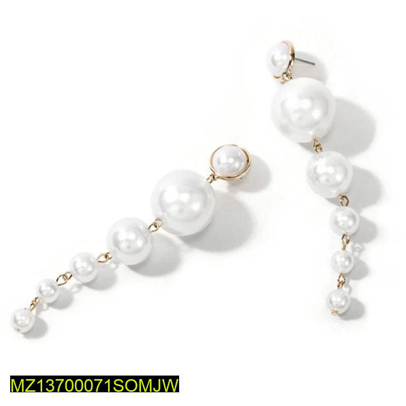Long Pearl Drop Earrings for Women, Graduated Design, Durable Metal, Lightweight, Wedding Party Wear, Eid, Birthday