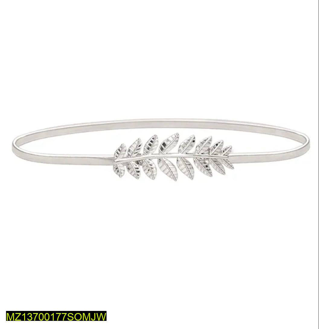 Silver Floral Leaf Waist Belt for Women