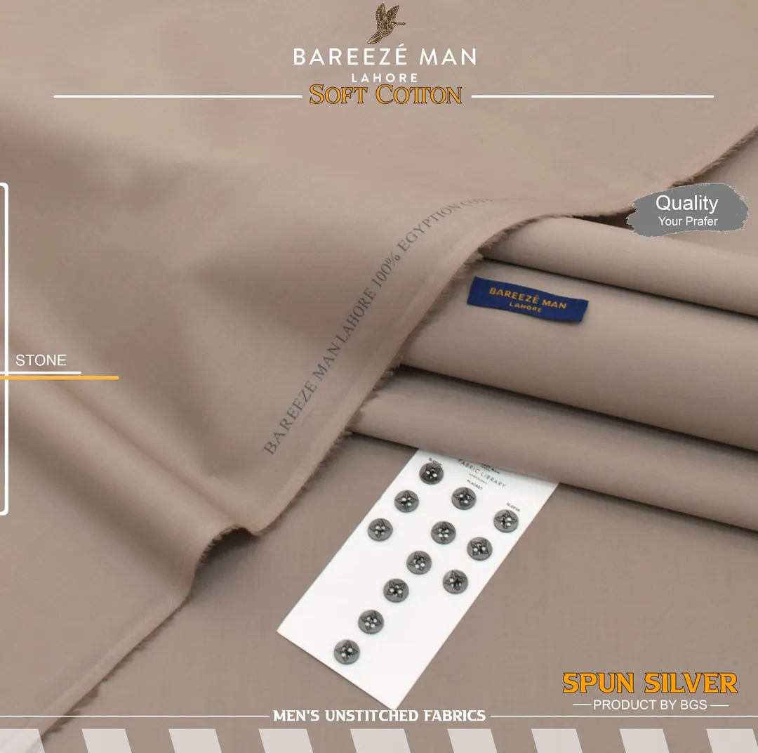 Bareeze Man Cotton Unstitched Suit Brown Summer